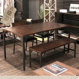 实木铁艺做旧办公桌书桌复古酒吧咖啡厅餐桌餐桌椅组合外贸包邮