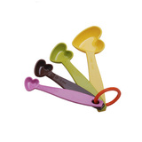 屋诺量勺套装 塑料心形计量匙子 彩色带刻度勺子4件套烘焙工具