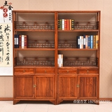 明清仿古典2门3层实木书架书柜 中式榆木复古置物架展示柜茶叶架