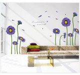 田园创意紫色雏菊太阳花瓣墙贴画客厅电视背景装饰贴纸墙贴可移除