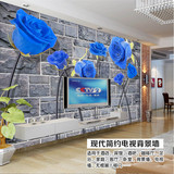 蓝色玫瑰花3D墙壁电视背景墙纸客厅沙发酒店咖啡厅壁纸大型壁画