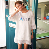 韩国代购官网nm_nhkoko可爱的白色卫衣蕾丝连衣裙lavie 十月
