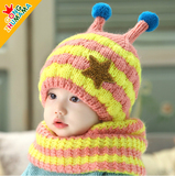 婴儿毛线帽子儿童帽子宝宝帽子秋冬季套头帽加绒护耳帽子0-1-3岁