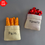 欧洲田园风麻布袋装番茄面包食物树脂磁性冰箱贴 冰箱装饰磁铁贴