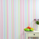 加厚客厅卧室防水PVC墙纸自粘墙壁纸贴纸寝室粉色条纹地中海墙纸