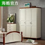 地中海衣柜 3门4门实木家具 宜家简易木衣柜 现代简约白色衣柜