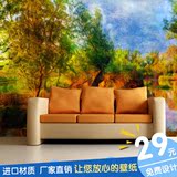 3D立体墙纸壁画 欧式油画 大型树林山水画风景壁画电视背景墙纸