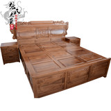 中式全实木床1.8米双人床雕花大床明清仿古典卧室家具纯核桃原木