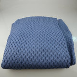 现代中式简约样板房样板间别墅沙发深蓝色针织搭毯搭巾盖毯披毯