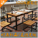 铁艺实木餐桌椅组合 欧式长方形办公桌会议桌 创意酒吧桌椅特价