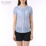 ELAND韩国衣恋夏季新品女装条纹纯棉圆领衬衫EEYS32403O专柜正品