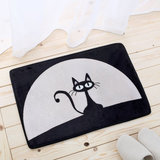 法兰绒卡通小黑猫小地毯地垫浴室防滑垫厨房长方形猫进门门垫脚垫
