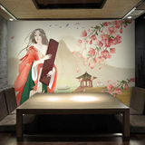 复古怀旧中国古典美女大型壁画日韩式寿司餐厅火锅店背景墙纸壁纸