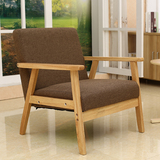 日式单人沙发椅实木双人卡座咖啡椅宜家休闲椅田园布艺阳台客厅椅