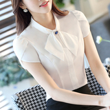 韩国时尚白色衬衫女白韩范夏装短袖韩版通勤OL职业装女装职业衬衣