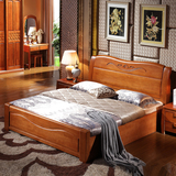 现代中式全实木床1.5米 1.8米双人床 储物婚床 实木床 白色高箱床