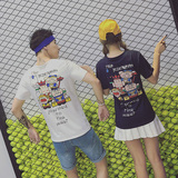 情侣装2016夏装新款韩版修身短袖T恤搞怪嘻哈西游印花学生短袖T恤