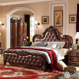 欧式床实木床美式复古真皮床新古典气动低箱高箱床婚床卧室双人床