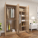 简易实木大衣柜组合家具衣橱现代简约2门3门4门组装木质柜对开门