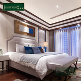 现代新款中国风实木双人床新中式卧室家具酒店宾馆客房1.8米2米床