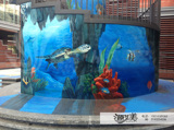 商业步行街海底世界壁画墙体彩绘家装饰品艺术手绘3D动物油画墙艺