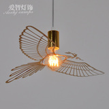 简约现代不锈钢金丝鸟吊灯北欧吧台餐厅个性创意铁艺小鸟灯具鸟灯