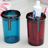 韩国进口漱口杯子牙膏牙刷收纳架牙具座彩色透明创意情侣刷牙水杯