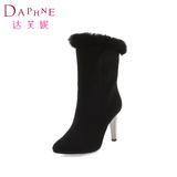Daphne/达芙妮 秋冬靴子 高跟细跟单靴女短靴文衣社
