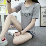 2016夏季新款韩版女装大码字母短袖女t恤半袖中长款t桖潮女士体恤