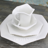 玫瑰花纯白创意陶瓷西餐具套装盘碟杯碗欧式礼品牛扒盘子厨房餐饮