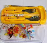 日本代购 面包超人儿童餐具 叉勺筷子套装 带盒 随身携带