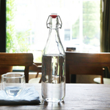 透明果汁瓶乐扣玻璃酵素饮料瓶 大容量密封冷水瓶 搭扣牛奶可乐瓶