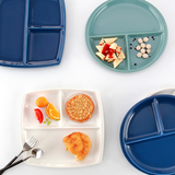 北欧风简约陶瓷分格盘子早餐盘三格分隔长方形点心西餐盘创意餐具