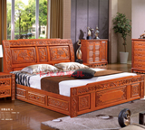 实木床双人床豪华雕花大床1.8米仿古雕刻橡木床新古典中式硬板床