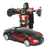一键变形金刚遥控车 汽车机器人特技车 布加迪儿童玩具车