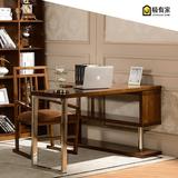 雅依格 简约中式家具全实木转角书桌多功能可伸缩旋转电脑桌组合