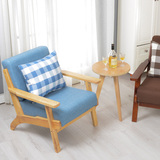 新创意沙发椅麻布靠背单双人沙发北欧咖啡店餐厅实木曲木椅三人位