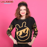 LALABOBO 拉拉波波2015秋冬新款女装笑脸明星兔套头圆领卫衣外套