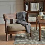 实木圈椅北欧胡桃色单人布艺休闲沙发椅书房读书椅客厅卧室美式椅