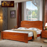 包邮现代中式全实木床双人床橡木床单人床1.5米1.8米高箱床储物床