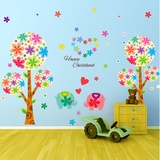卡通儿童房幼儿园动物小象树男孩宝宝卧室客厅墙贴画可移除墙贴纸