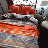 全棉床上用品1.8m床单床笠款四件套美式复古纯棉被套床罩1.5m床品