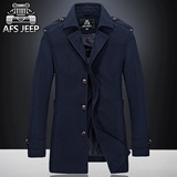 AFS JEEP秋冬季男士中长款休闲风衣外衣韩版修身薄款商务大衣外套