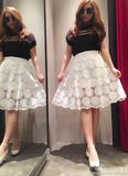 香港代购日本MOUSSY专柜甜美公主风活力太阳花朵刺绣欧根纱半身裙