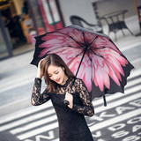 韩国创意时尚晴雨伞小黑伞雏菊遮阳伞折叠太阳伞黑胶防紫外防晒伞
