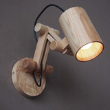 北欧设计师床头卧室壁灯书房灯墙壁灯可伸缩创意现代木艺家装灯具