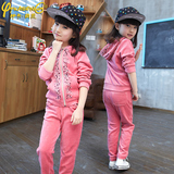 童装女童春装运动套装儿童大童天鹅绒两件套春款小孩衣服10-12岁