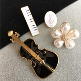 韩版 黑白音符 珍珠小提琴钢琴 胸针套装 潮流新品 女064包邮