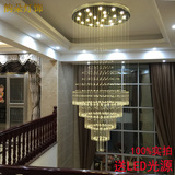 现代复式楼客厅灯楼梯吊灯创意时尚个性酒店别墅大厅圆形水晶吊灯