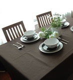 咖啡色餐桌布纯色圆桌布酒店桌布纯棉布艺棕色桌旗长方形欧式包邮